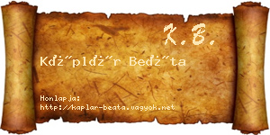 Káplár Beáta névjegykártya
